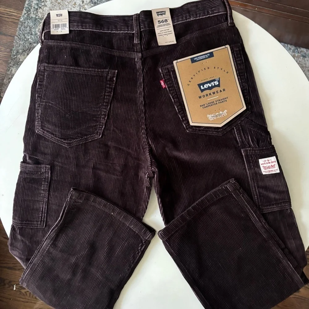 Levi’s 568 Straight Loose Fit Carpenter Corduroy Pant Men’s 32x32 Brown New